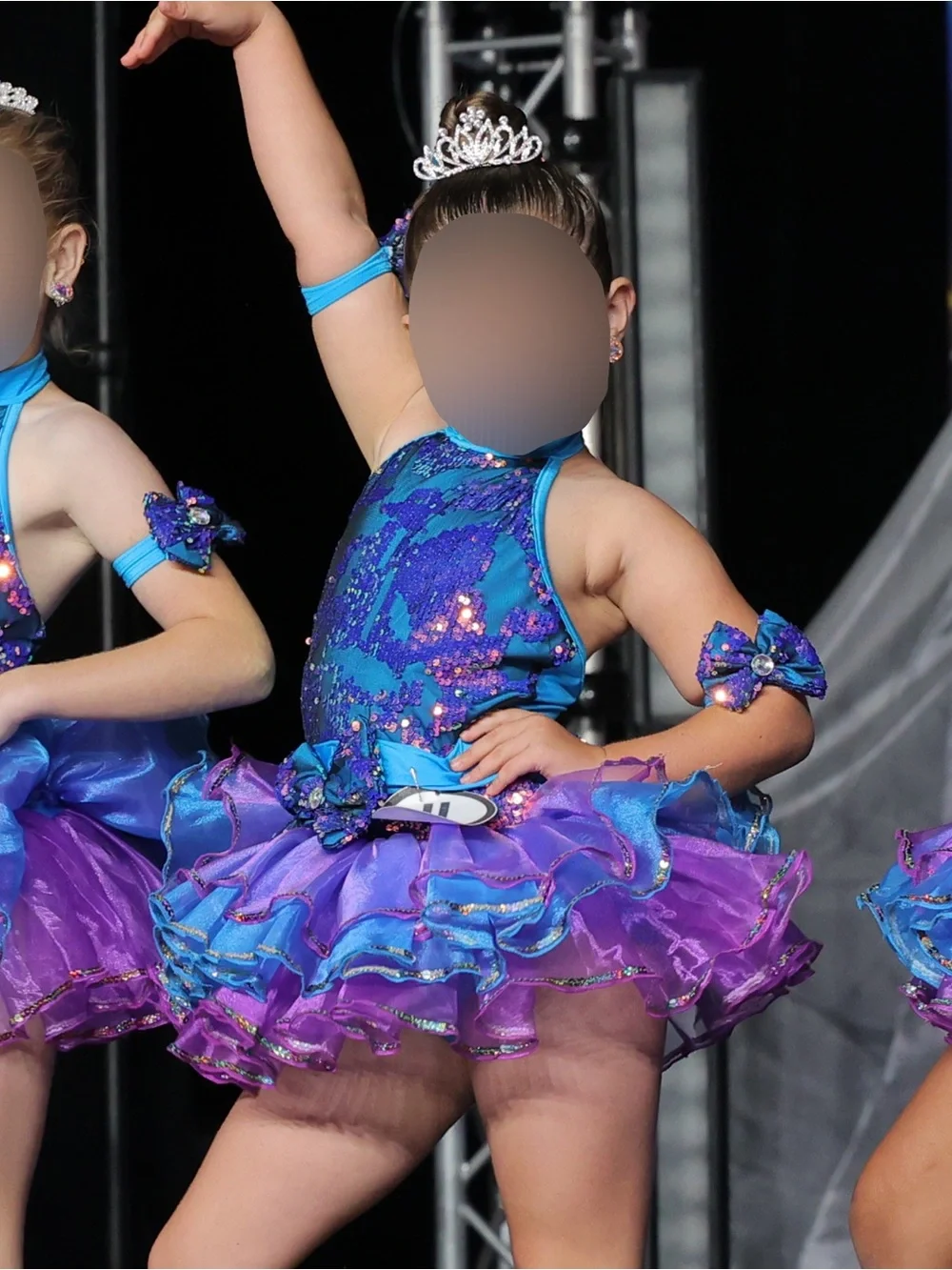 Glamour Teal & Purple Sequined Ruffle Dance Costume